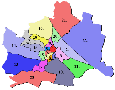 Mappa dei distretti di Vienna